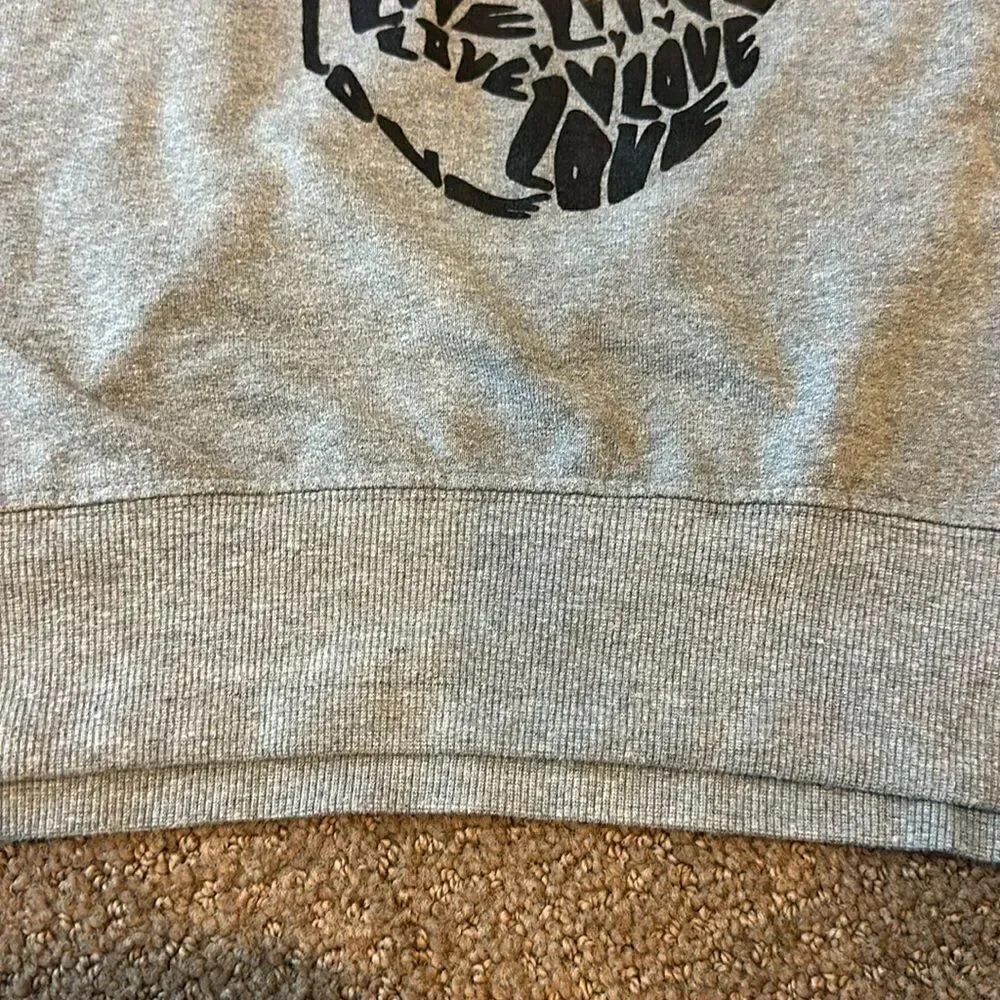 Chrldr Women’s Grey Hooded Sweatshirt with Love Skull Graphic - Size L